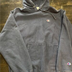 Champion Dark Blue Gray Hoodie with Logo